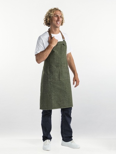 [CD-65099] Chaud Devant Forene Green Denim Bib Apron