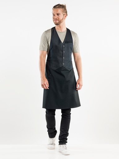 [CD-67899] Chaud Devant Barista Black Denim Bib Apron