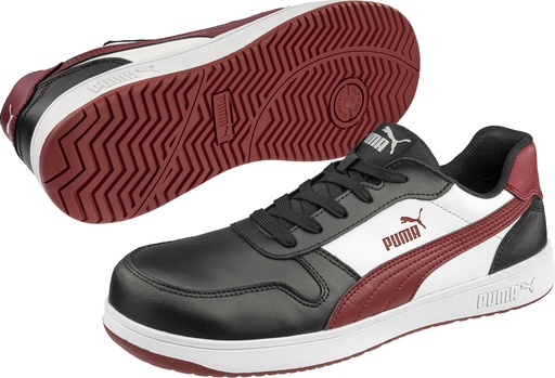 Puma 640200 Frontcourt Blk Wht Red Low S3L Werkschoenen