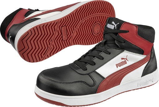 Puma 630050 Frontcourt Blk Wht Red Mid S3L Werkschoenen