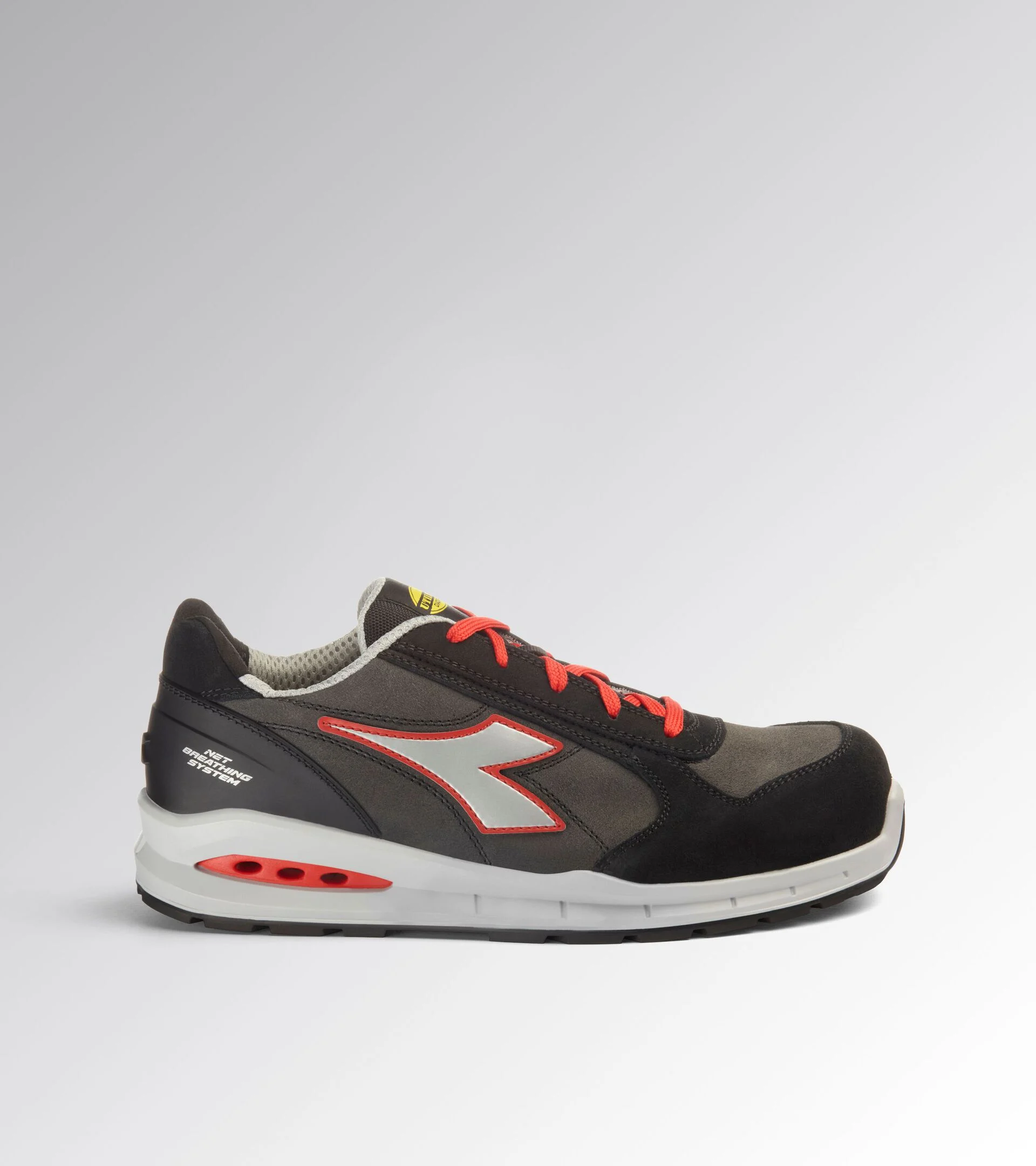 Diadora Run Net Ab Low S3S Fo Sr Asphalt Silver Red Werkschoenen