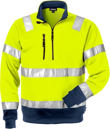 Fristads High Vis Sweatshirt Met Korte Rits Klasse 3 728 Shv